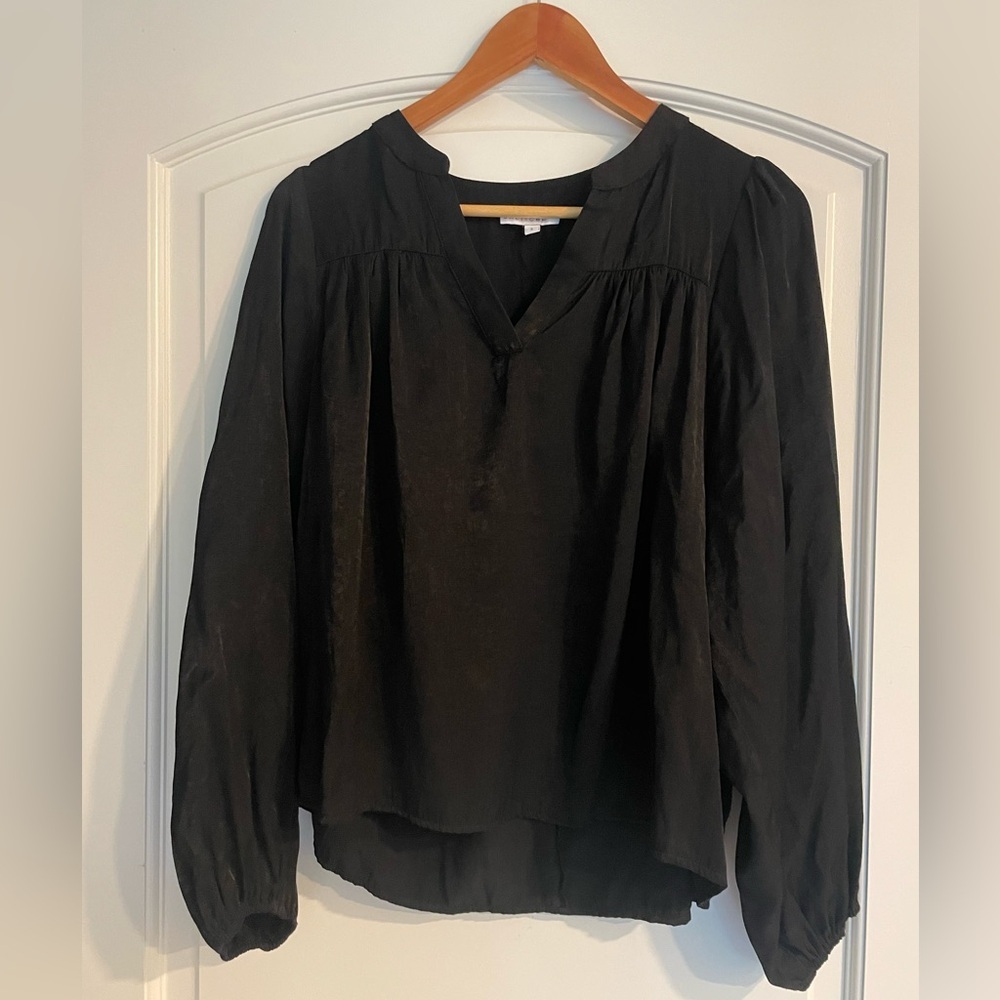 Baltic Born Black V-Neck Long Sleeve Black Blouse